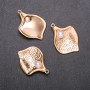 Price per 1 piece! Findings pendant Leaf with bead, diameter 25mm, length 34mm yellow metal