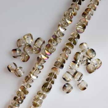 Crystal beads in champagne with lilac-coated “Swarovski”-style, 2.5x4 mm, on thread, 48 cm length