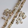 Crystal beads in champagne with lilac-coated “Swarovski”-style, 2.5x4 mm, on thread, 48 cm length