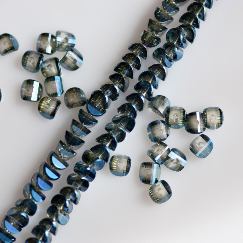 Crystal beads in Swarovski style, semi-transparent sea wave, diameter 2.5×4 mm, thread 48 cm