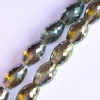 Crystal faceted green "khaki" beads with coating, 8x12mm, thread, 70cm length
