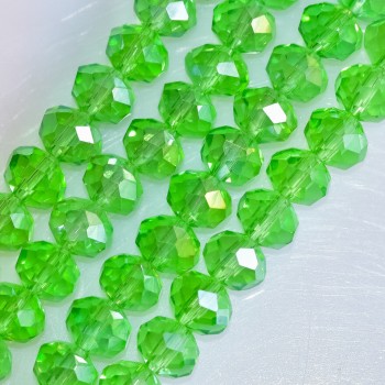 Beads Czech Crystal light green 8×5mm Rondelle on thread, 40cm length