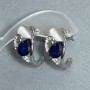 Earrings "Elegant" metal plated silver/ blue crystal / cat's eye / 23 × 12 mm