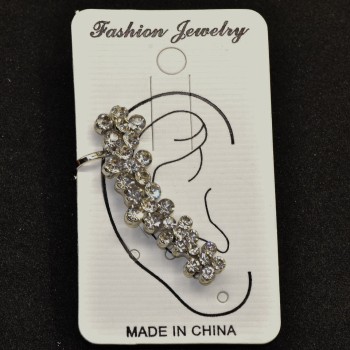 Ear cuff, 40mm length, white metal