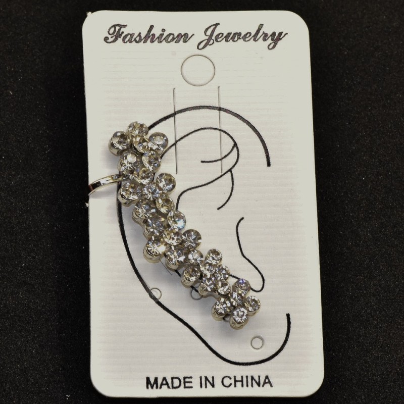 Ear cuff, 40mm length, white metal