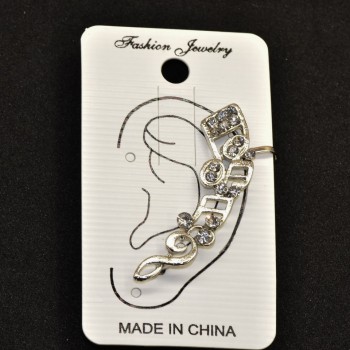Ear cuff, 45mm length, white metal