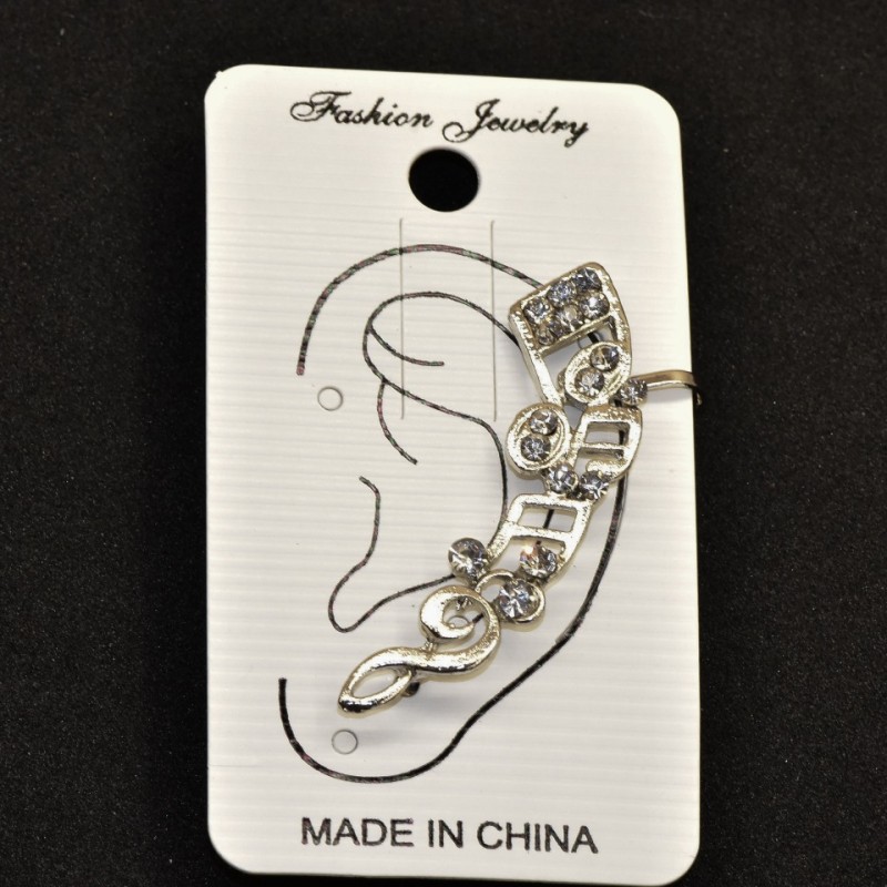 Ear cuff, 45mm length, white metal