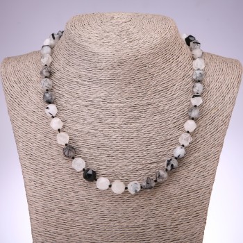 Rutilated Quartz Beads "Hairy" Multisided, 9×10 mm, 48 cm