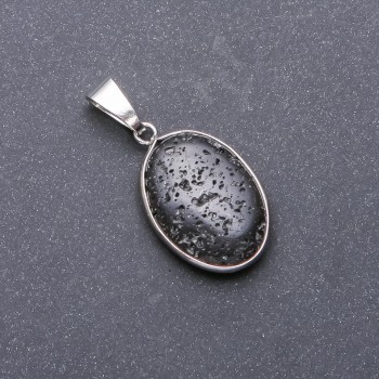 Lava Stone Pendant Oval, 18x25x40mm