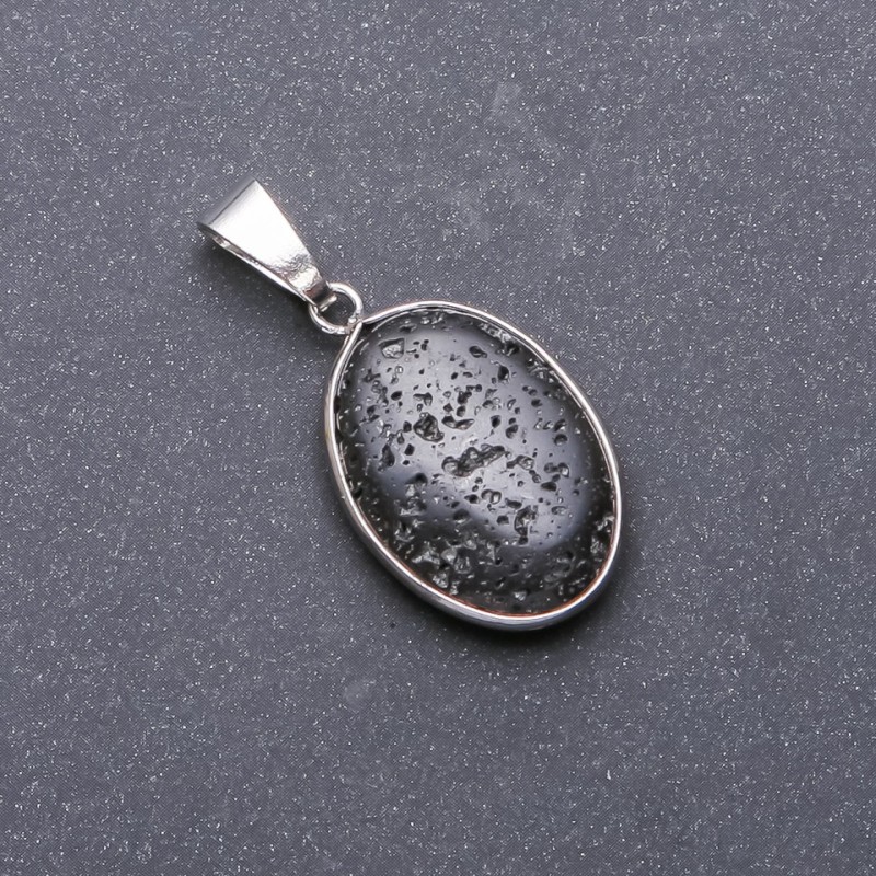 Lava Stone Pendant Oval, 18x25x40mm