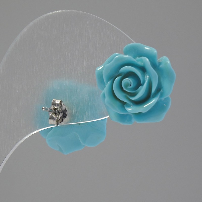 Earrings 'Stud' 'Rose mini-1.5' red polymer clay, metal base 'silver' ?15mm