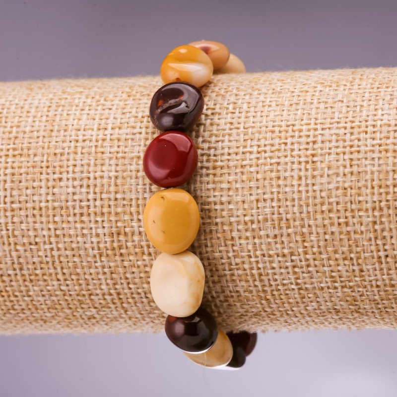 Jasper Mukait (Mookaite) Beaded Bracelet, 12×10 mm Beads, Elastic 18 cm