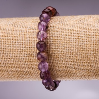 Amethyst Bracelet Smooth Bead, 8mm diameter, 18cm length on elastic
