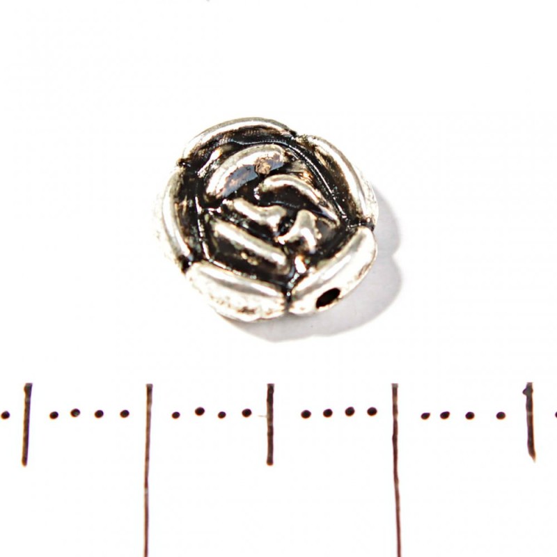 Jewellery Finding Flat Rose Bead Insert, 10mm, pack 20g +/- 19pcs