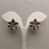 Stud Earrings in Flower Shape with Crystals, Silver Finish / 20mm