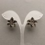 Stud Earrings in Flower Shape with Crystals, Silver Finish / 20mm