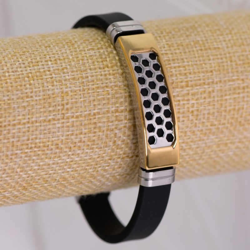 Rubber bracelet with steel bar, 10mm thickness, 21cm length