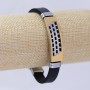 Rubber Stainless Steel Bar Bracelet, 10mm thick, 21cm length