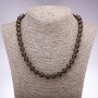 Natural stone necklace Smoky Topaz round beads, 10mm diameter, 48cm length