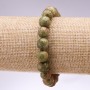 Bracelet of Natural Stone Heliodor (Heliotrop) Beaded Sphere 10mm Diameter, 18cm Length on Elastic