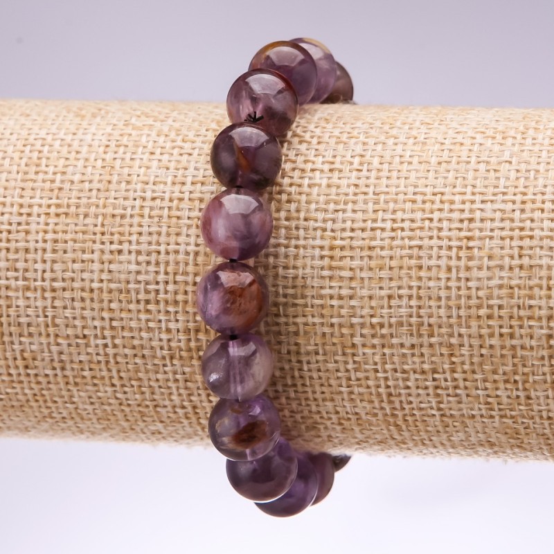 Bracelet of natural stone Amethystine smooth beads, diameter 10