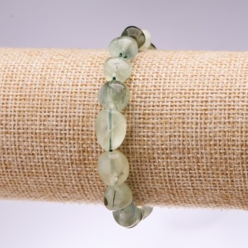 Bracelet Prehnite faceted, 8×10mm diameter, 18cm length on elastic