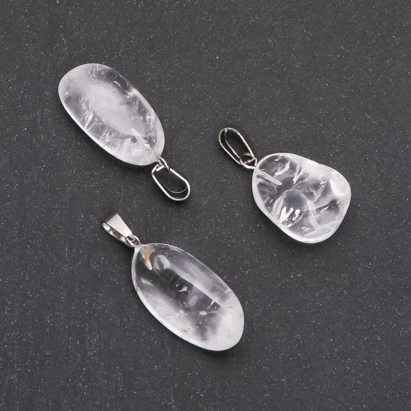 Pendant with Natural Rock Crystal, faceted, assorted sizes 19x24mm (+-)