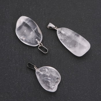 Pendant made of natural stone Mountain Crystal faceted assortment of sizes 24×29mm (±) (with natural imperfections)