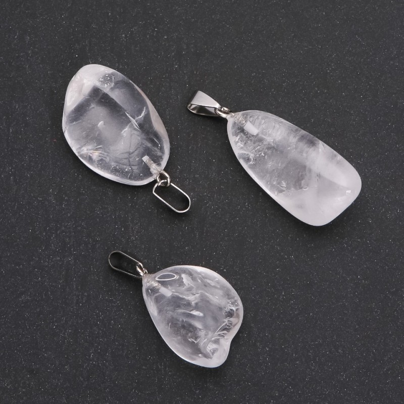 Pendant made of natural stone Mountain Crystal faceted assortment of sizes 24×29mm (±) (with natural imperfections)