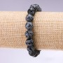 Bracelet natural stone Snow Obsidian Apache Tears smooth bead, diameter 10mm, length 18cm