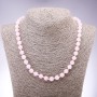 Natural Stone Necklace Rose Quartz Smooth Round Bead, diameter 8mm, length 45cm