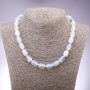 Moonstone Necklace (synthetic) Bead-shaped Barrel, 10x14mm diameter, length 45cm