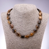 Tiger's Eye Natural Stone Necklace, flat oval, 13×18mm, length 45cm