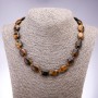 Tiger's Eye Natural Stone Necklace, flat oval, 13×18mm, length 45cm
