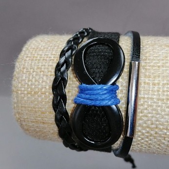 Children's bracelet "Infinity" black on a pull cord