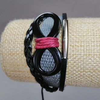 Children's Bracelet "Infinity" Gray on adjustable cord