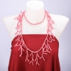Long necklace with pink seed beads "Little Branches", length 105 cm