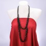 Long Agate Bead Necklace, asymmetrical, 160 cm length, bead diameters 16-10-6 mm