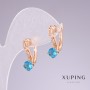 Earrings Xuping 18K Gold Plating with blue stone and white crystals 20×8 mm
