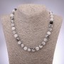 Necklace of natural stone Quartz rutilated hairy bead smooth sphere, diameter 10mm, length 48cm