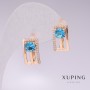 Earrings Xuping 18K Gold Plated with blue stones and white crystals 16x9mm