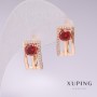 Earrings Xuping 18K Gold Plated with Red Stone and White Crystals 16×9 mm