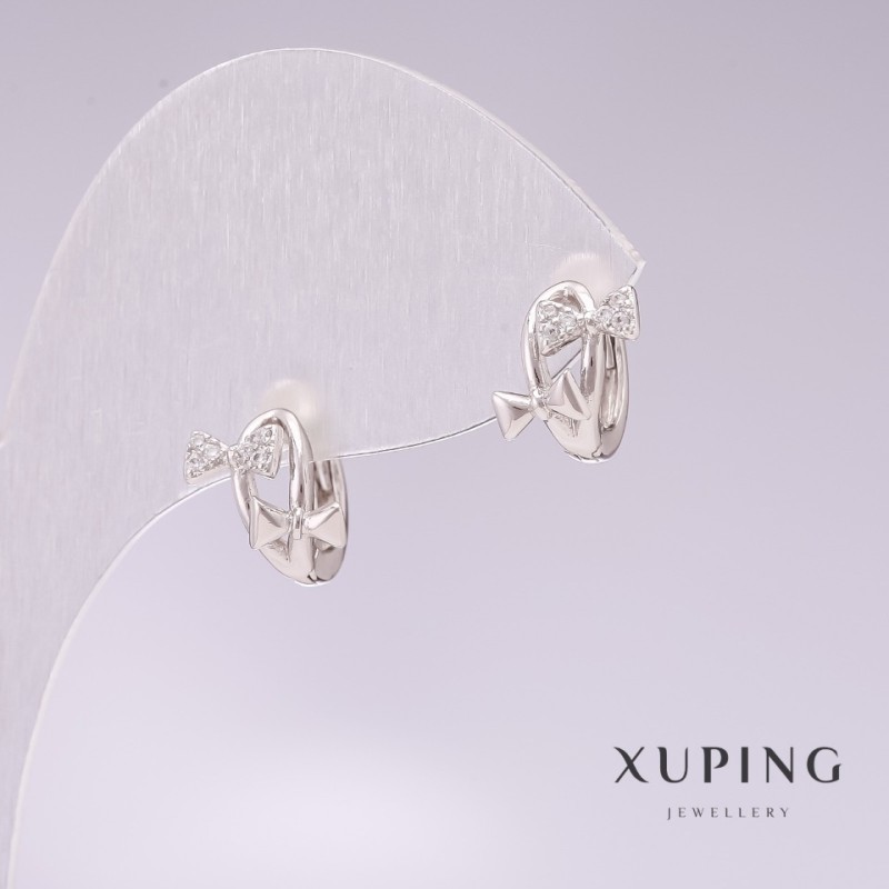 Earrings Xuping rhodium with white crystals 8x10mm