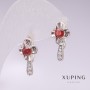 Earrings Xuping Rhodium with Red Stones and White Crystals 20x10mm