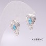 Earrings Xuping Rhodium with Blue Stones and White Crystals 11x17mm