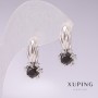Earrings Xuping Rhodium with Black Stones 21x10mm