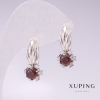 Xuping Rhodium Earrings with Red Stones 21x10mm
