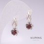 Xuping Rhodium Earrings with Red Stones 21x10mm