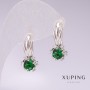 Earrings Xuping Rhodium with Green Stones 21x10mm