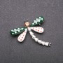 Brooch Dragonfly in Polka Green and White Enamel with Gray Metal 40x40mm